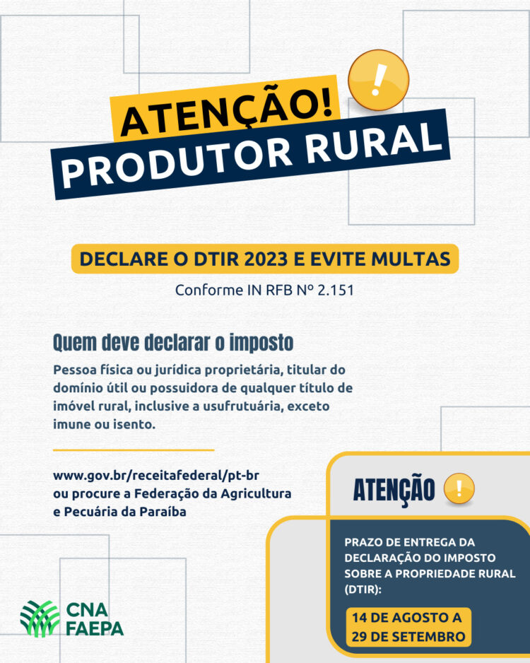 Declara O Do Imposto Territorial Rural Itr J Est Dispon Vel Para Os Produtores Da